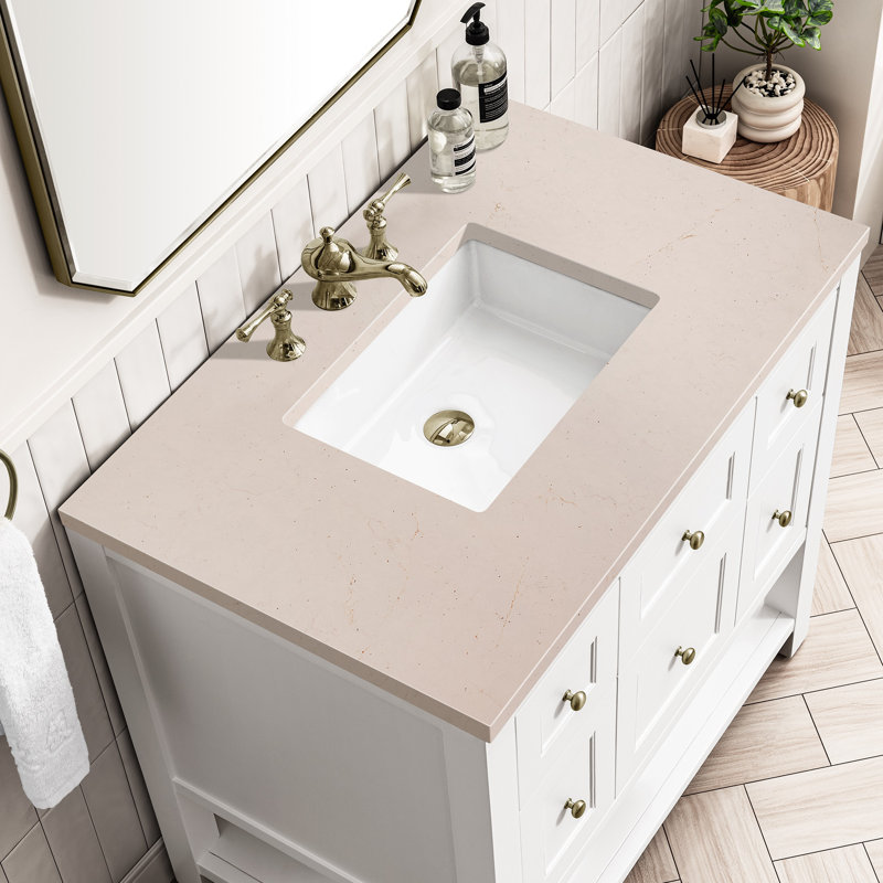 Breckenridge 36'' W Single Vanity, Bright White, Carrara White, 8" Widespread
