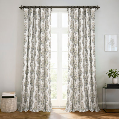 Rideau obscurcissant texturé en coton à motif cachemire Mughal Medallion