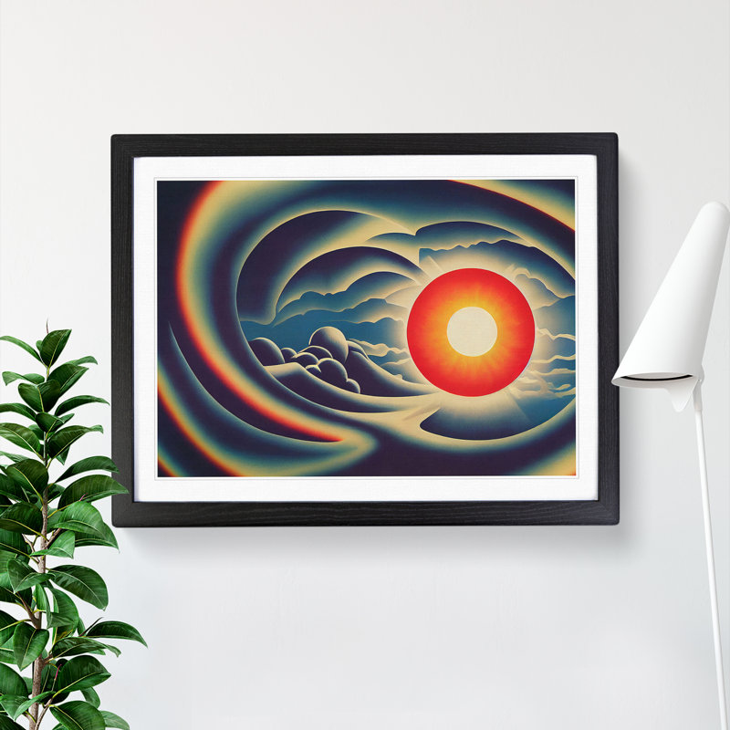Abstract Sunset Sun Vol.2 - Single Picture Frame Print, 46cm H x 64cm W x 2cm D, Black