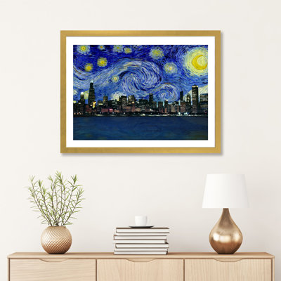 Chicago, Illinois, nuit étoilée, impression d'art graphique