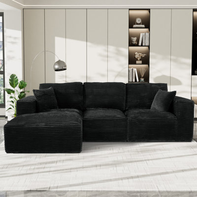Upholstered Compression Sectional Sofa Couch With Chaise