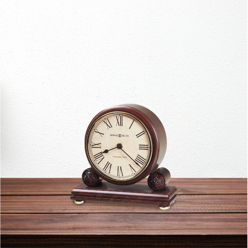 Redford Traditional Roman Numeral Quartz Movement / Crystal Tabletop Clock in Windsor Cherry/Polished Brass