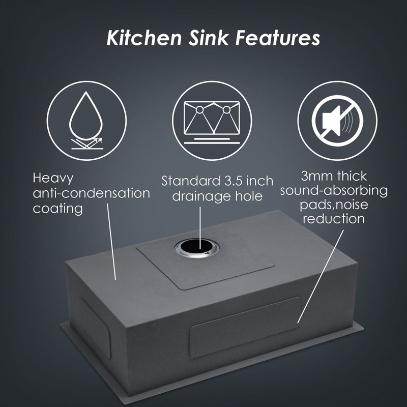Évier de cuisine encastrable 30 po - évier de cuisine encastrable 30 po x 18 po x 9 po en acier inoxydable de calibre 16 avec cuve simple de 9 po de profondeur, avec ensemble de drain (sans accessoires supplémentaires)