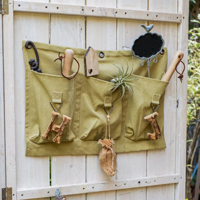 3-Pocket Green Canvas Organizer For Garden Tools