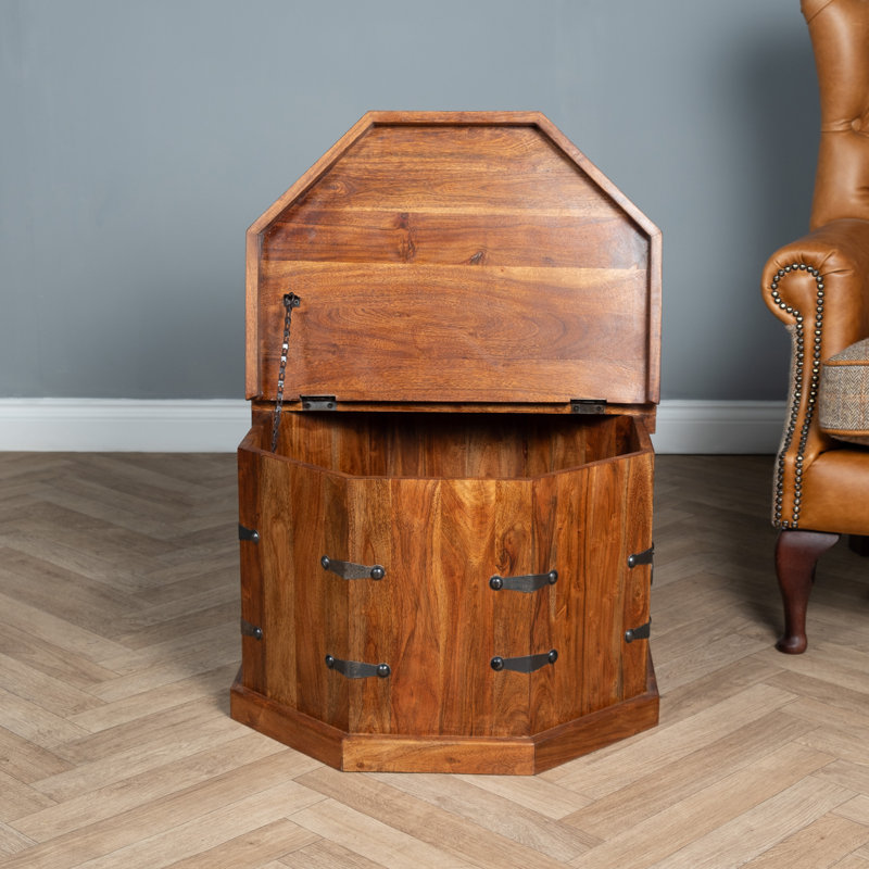 Arnaldo Solid Wood Lift Top Coffee Table with Storage, Dark Oak