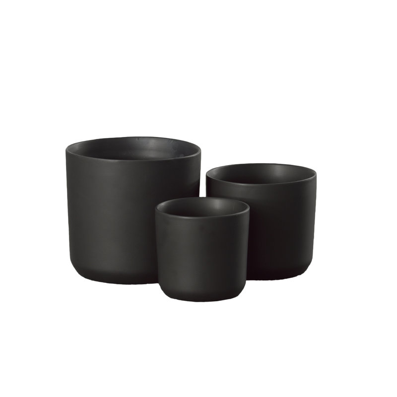 Pot en céramique rond noir mat