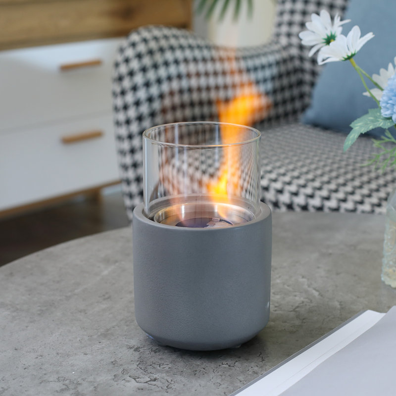 Light Grey Stainless Steel Ethanol Tabletop Fireplace