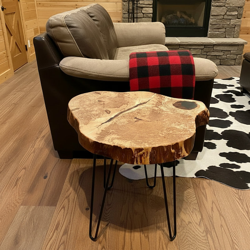 Round Live Edge Ambrosia Maple End Table