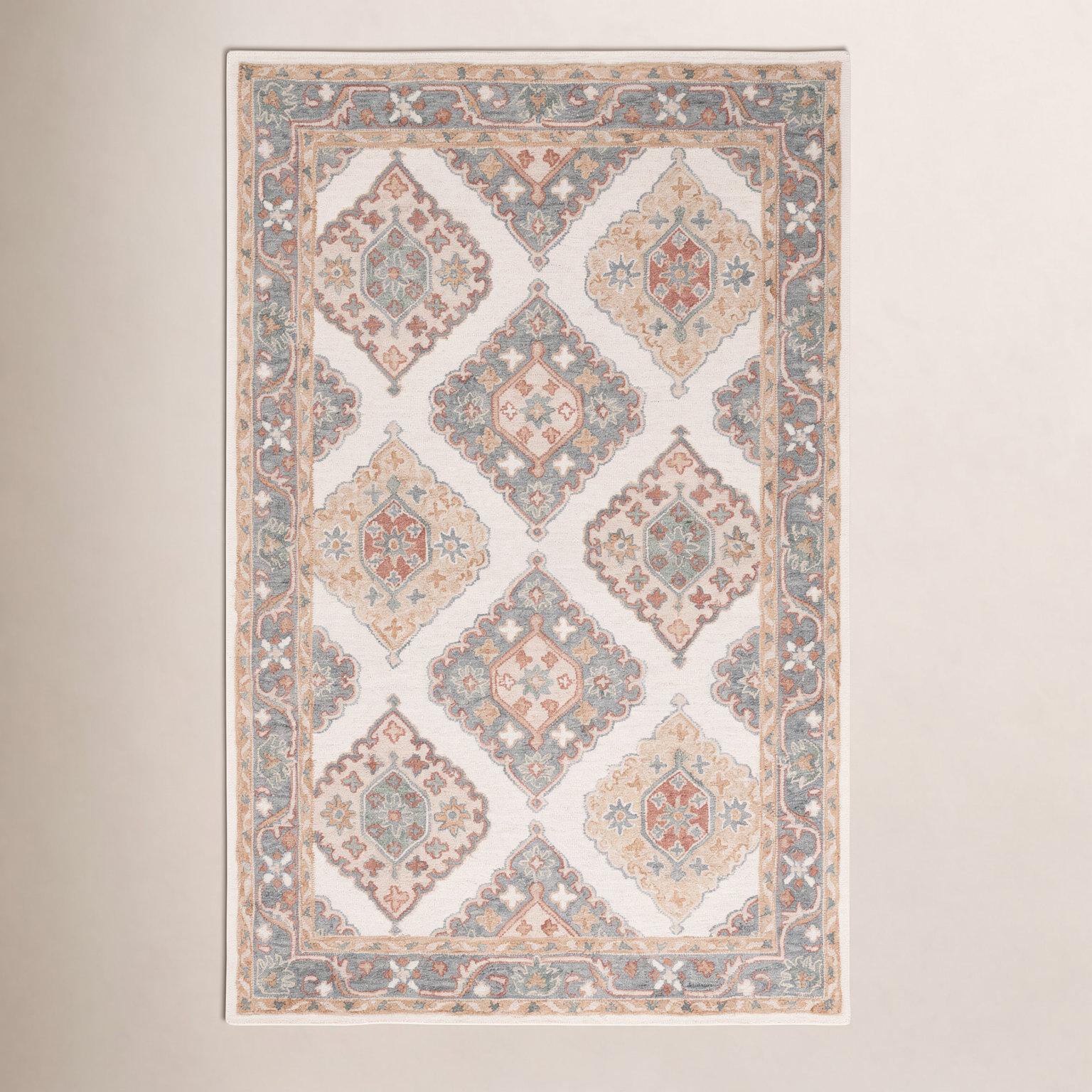 Gray Ivory Hand-Tufted Wool Rug, Rectangle 6' x 9'
