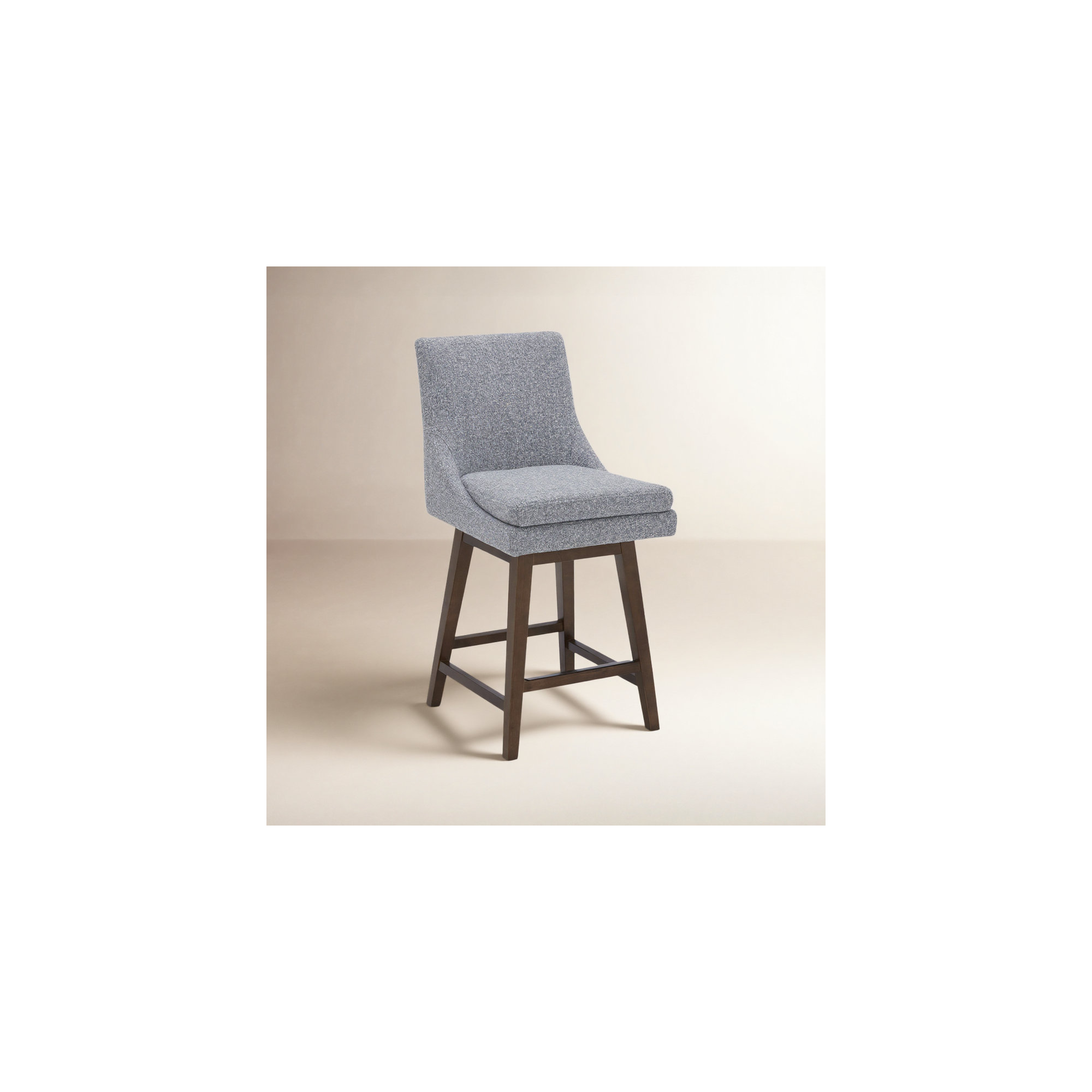 Zahara 26" Upholstered Swivel Counter Stool, Nathan Gray Tweed/Walnut, Counter Stool (26” Seat Height)