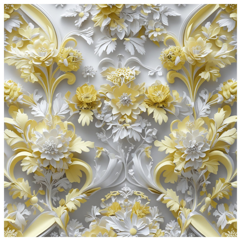 Coussins décoratifs complexes Intricate Yellow Floral, 16 x 16 pouces