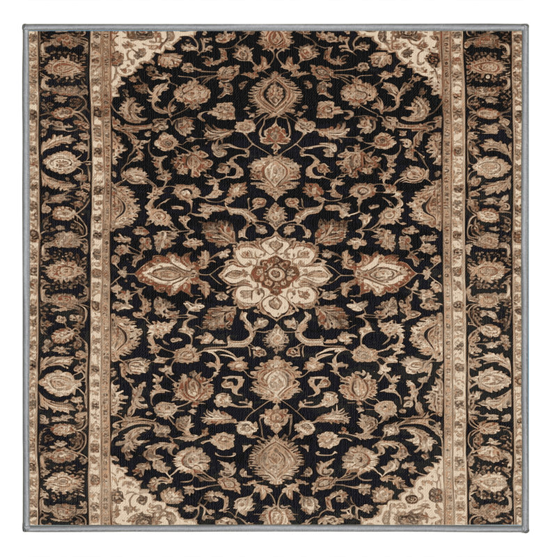 Machine Washable Persian Gray Area Rug, Square 3'