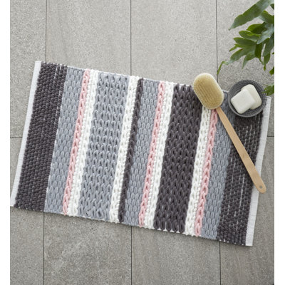 Textured Stripe Rectangular Bath Mat