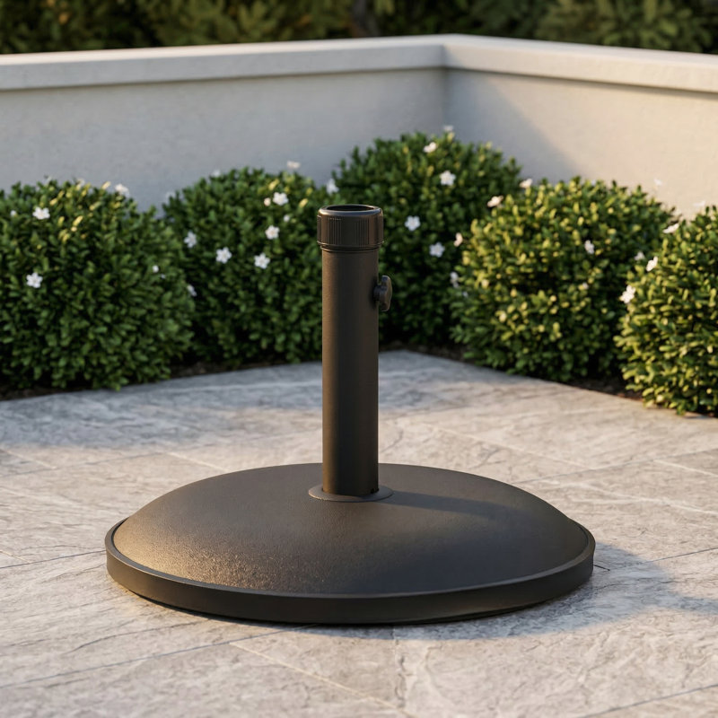 Round umbrella stand holding up to 55 pounds., Black