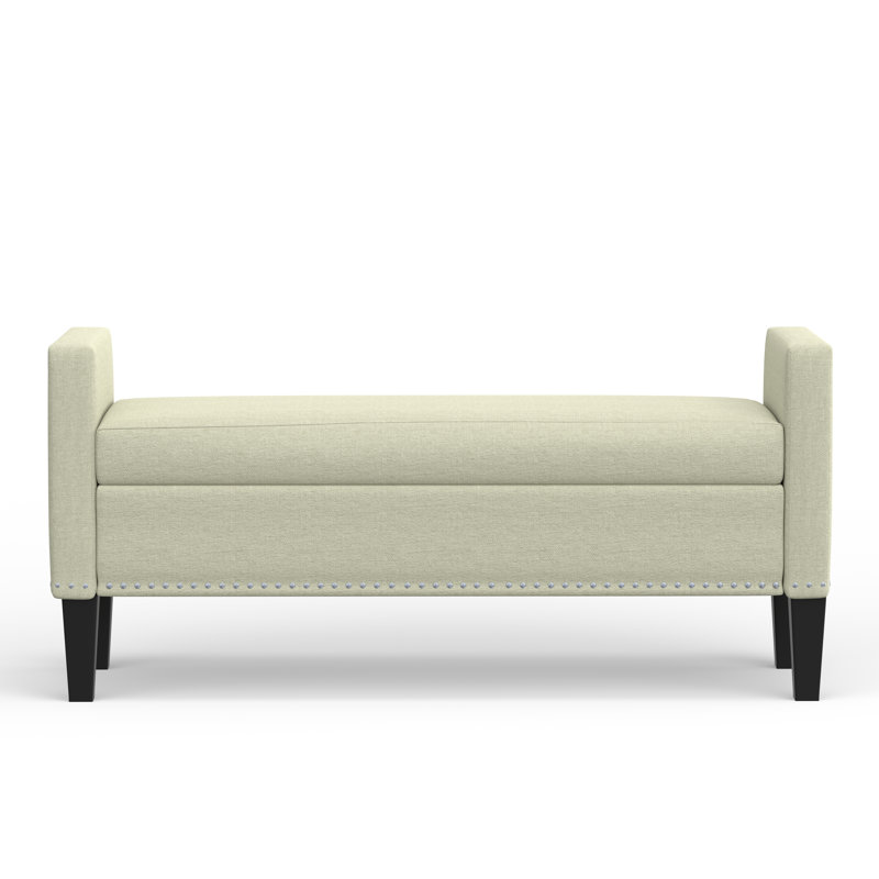 Banc de rangement rembourré Macrina, Beige, H 24 po x l 51,77 po x P 17,8 po