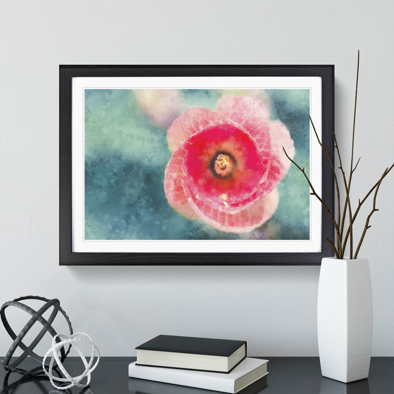 A Pink Hibiscus Flower - Picture Frame Painting, Black, 45cm H x 63cm W x 2cm D