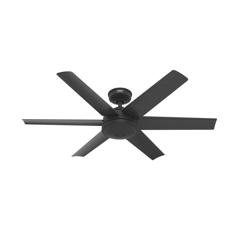 52" Jetty 6 - Blade Outdoor Ceiling Fan with Wall Control, Black