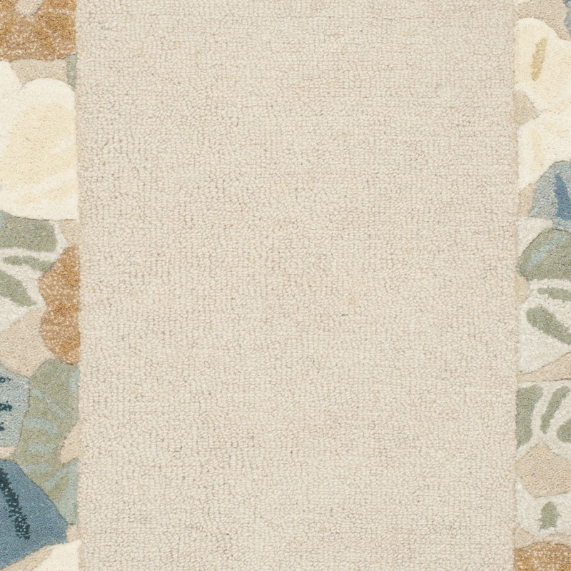 Tapis beige / bleu en laine / viscose touffeté à la main Coreatha Martha Stewart, Rectangle 8 pi x 10 pi