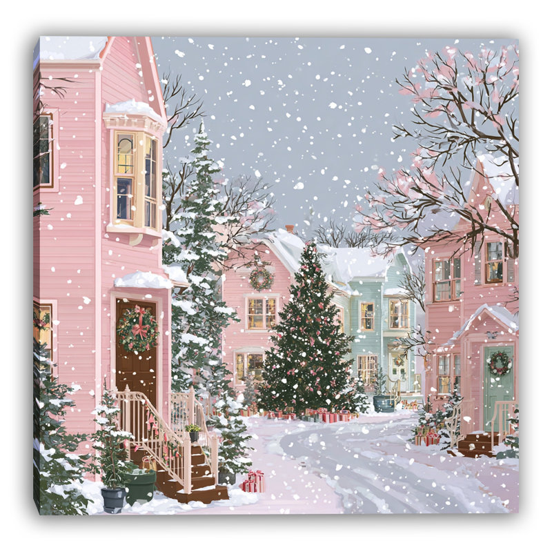 «Pink Winter Street», art mural sur toile tendue, H 30 po x l 30 po