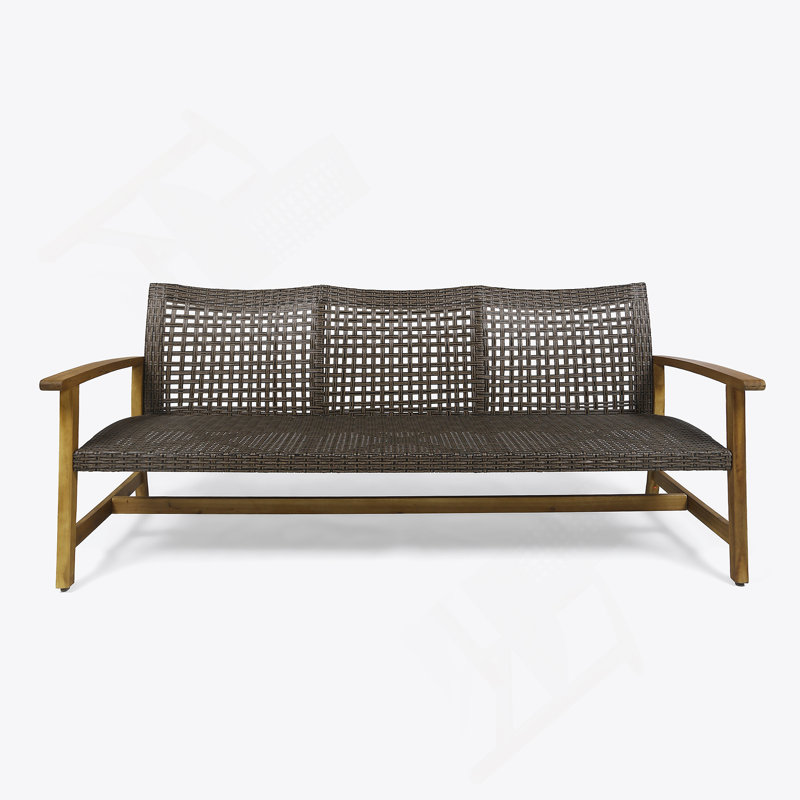 HAMPTON WOOD + WICKER 3 SEATER