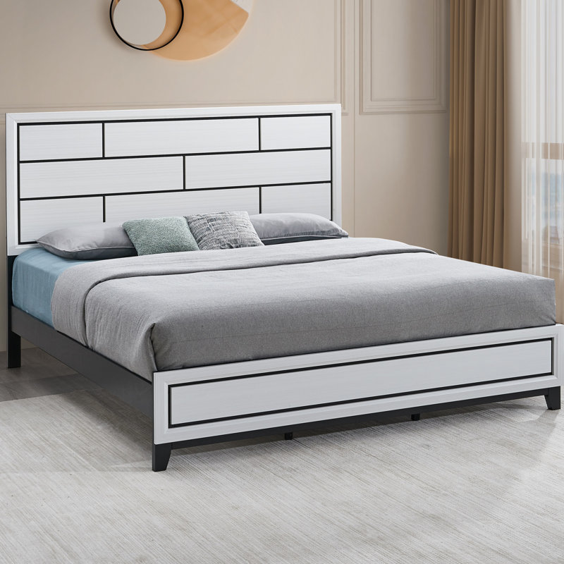 Grand lit Glasgow G04390A-QB (matelas non inclus), blanc