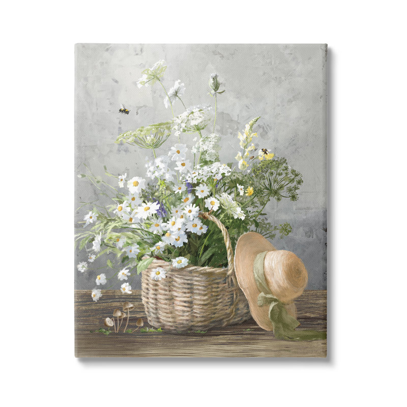 "Country Daisy Basket" sur toile par Danhui Nai, H 30 po x l 24 po x P 1,5 po