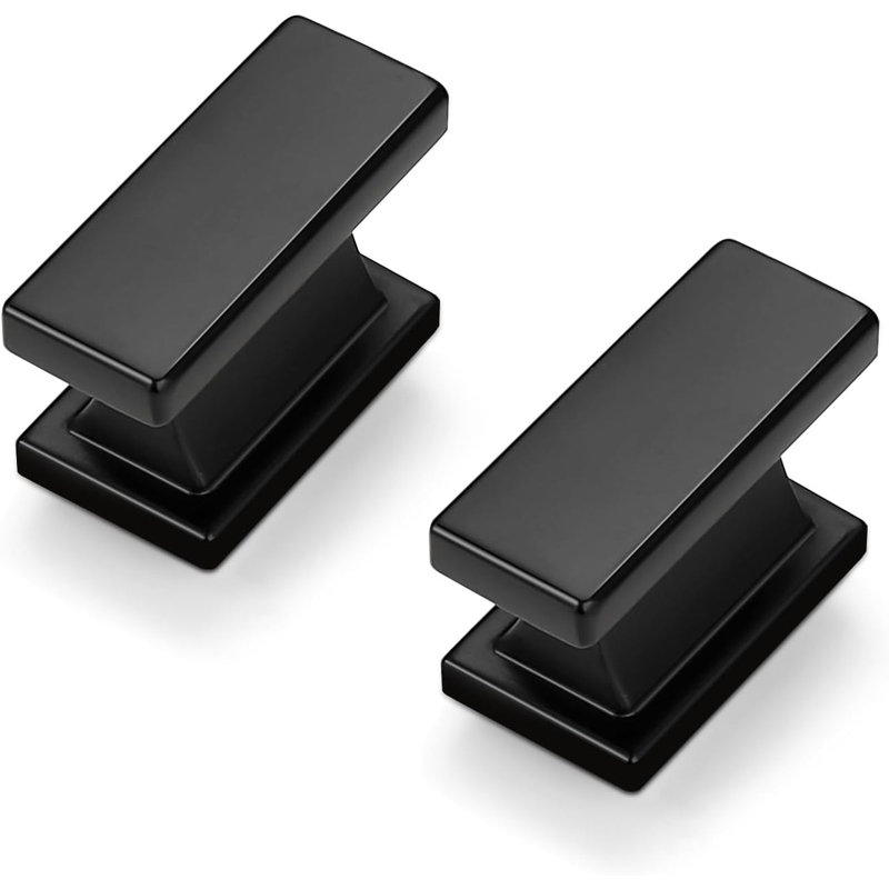 Probrico Single Hole Rectangle Drawer Handles for Kitchen Cabinets, Matte Black