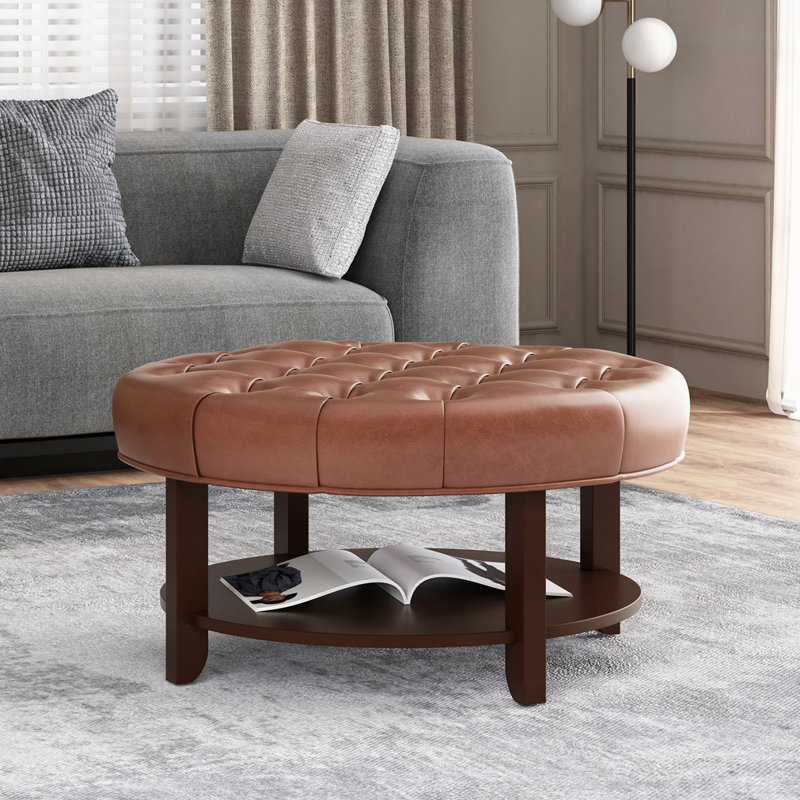 OTTOMAN ROND, Marron clair