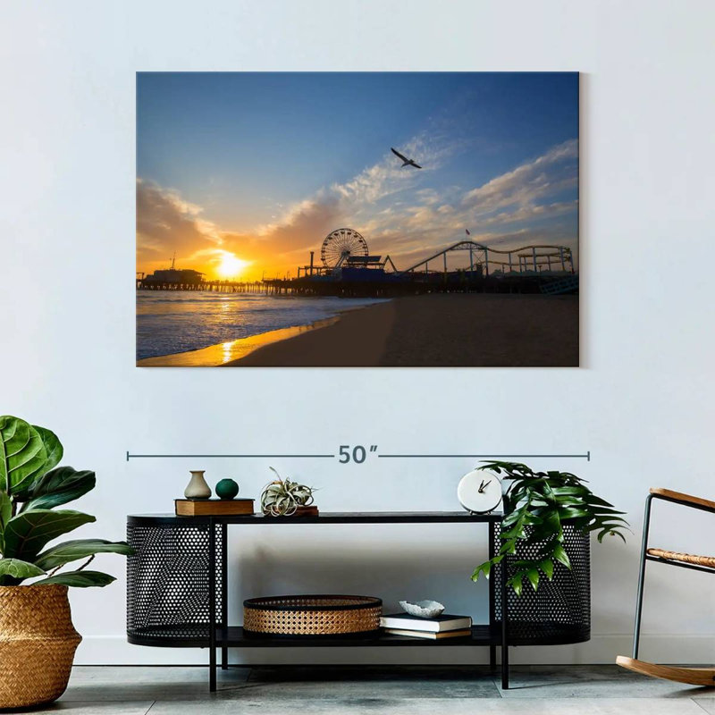 Scène de plage Gillard Santa Monica, H 32 po x l 48 po