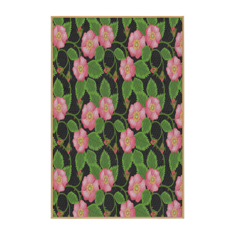 Tapis jaune/vert à motifs, Rectangle 2 pi x 4 pi