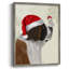 «Christmas St Bernard and Fluffy Owl», reproduction encadrée - bois massif-745409552