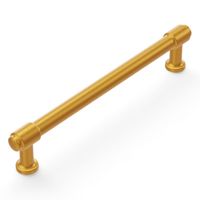 Piper Collection Bar Pull - 6-5/16" Center to Center Cabinet Pull Brushed Golden Brass - Mid-century Modern Hardware for Drawers & Cabinets
