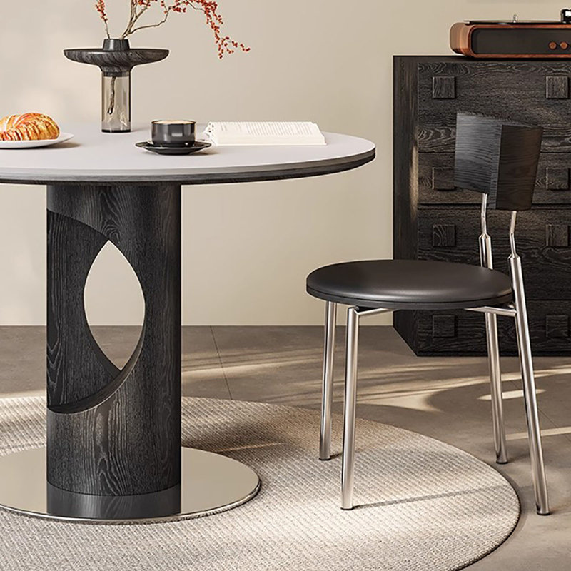 Table de salle à manger ronde, H 29,5 po x l 47,2 po x P 47,2 po