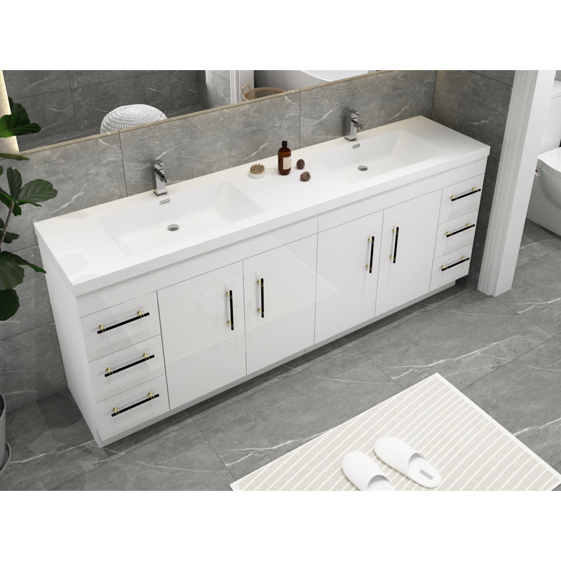 Ensemble de meuble-lavabo double 84 po Brower, Blanc lustré