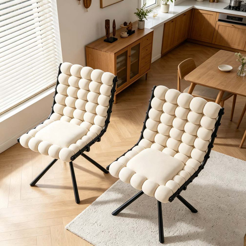 Ensemble de chaises de salle à manger Bubble Chair, Pieds beige et noir