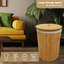 MantraRaj Bamboo Laundry Basket with Handle Round Collapsible Laundry Basket With Lid & Cloth Liner