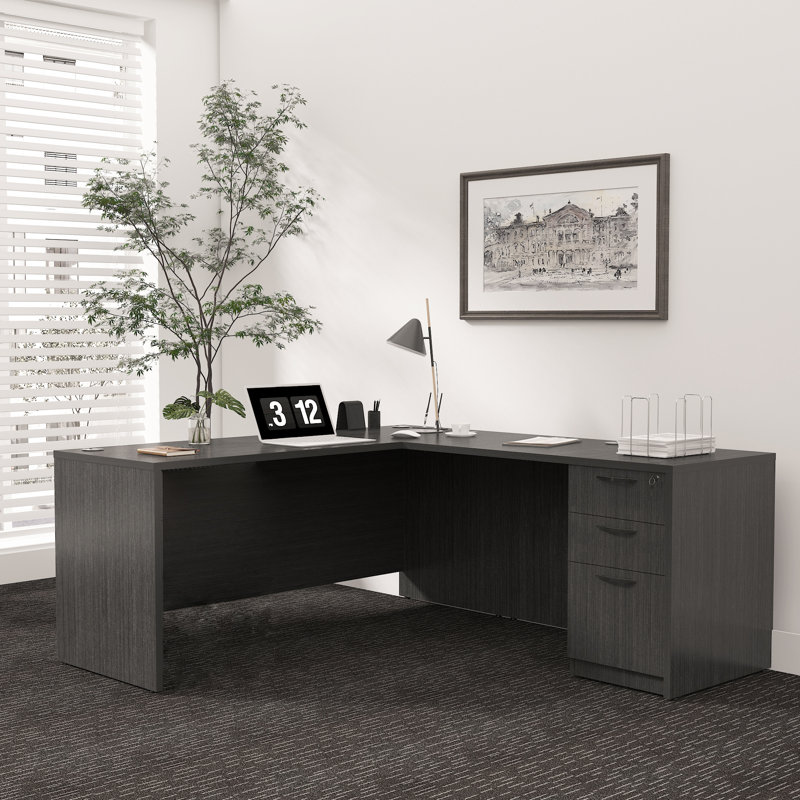 L-Shaped Executive Desk, Gray