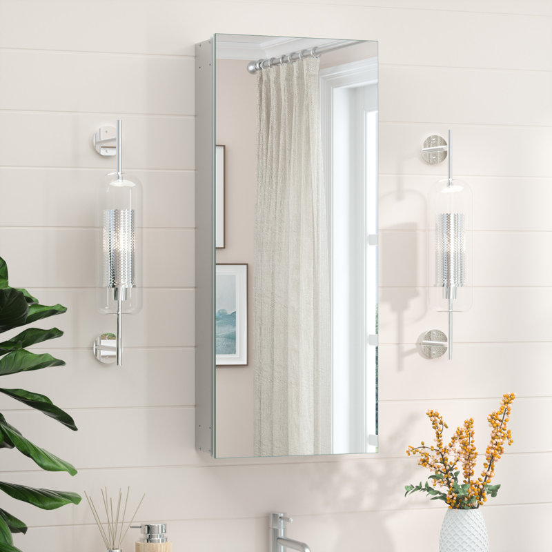 Armoire à pharmacie Husai, H 36 po x l 15 po x P 4,3 po, Argent argent