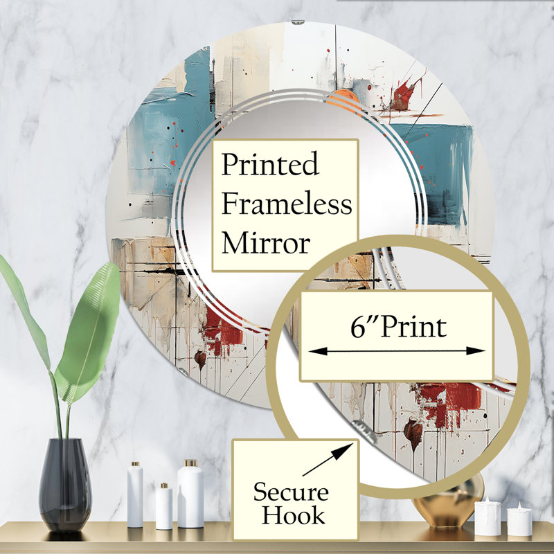 Poltier - Miroir mural moderne rond, 32 po x 32 po