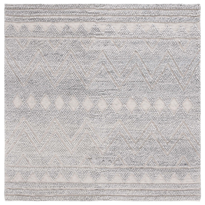 Tapis gris en coton tissé à la main Natura, Carré 6 pi