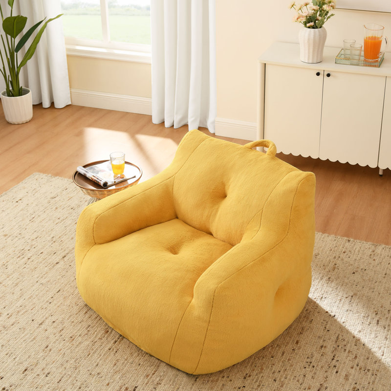 Bean Bag Chair With Armrests And Carry Handle, Orange
