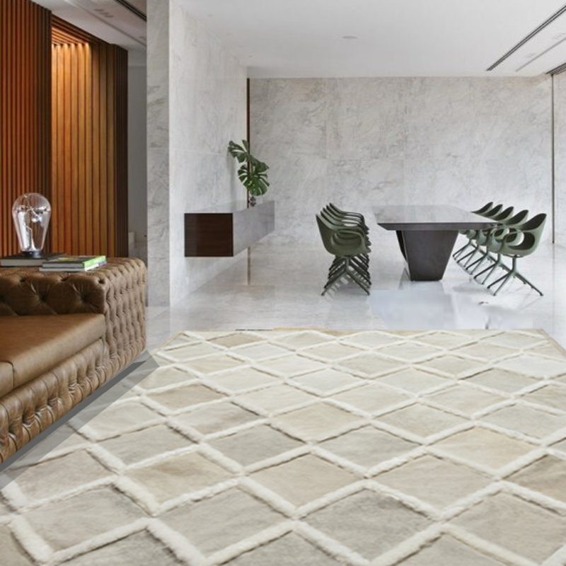 Hebe Sheepskin Geometric Area Rug, Rectangle 5' x 8'