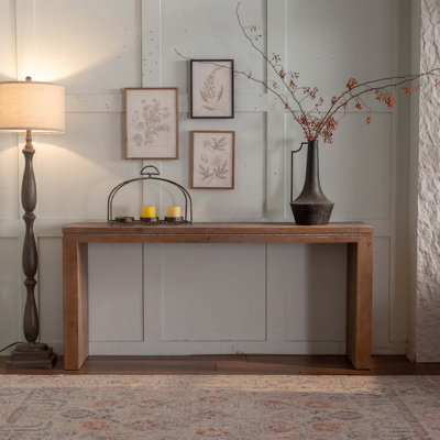 Console rustique avec bordure en corde pour entrée étroite et couloir