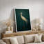 Oiseau aigrette vert rétro, photos de salle de bain rustique moderne, impression sur toile encadrée-115240905-115240912-115240913