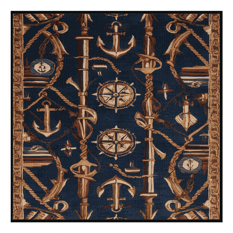 Washable Ship Parts Nautical Area Rug, Rectangle 7' x 9'