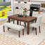 Ensemble de salle à manger moderne 6 pièces avec table rectangulaire, 4 chaises rembourrées et banc-1338189829