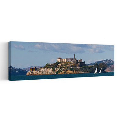 Prison on an island Alcatraz Island San Francisco Bay San Francisco California USA 1 Piece Wrapped Canvas Panoramic Wall Art