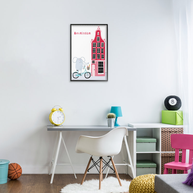 «Elephant & Amsterdam», giclée encadrée par Carla Daly, H 18 po x l 12 po, Giclée encadrée noir minuit