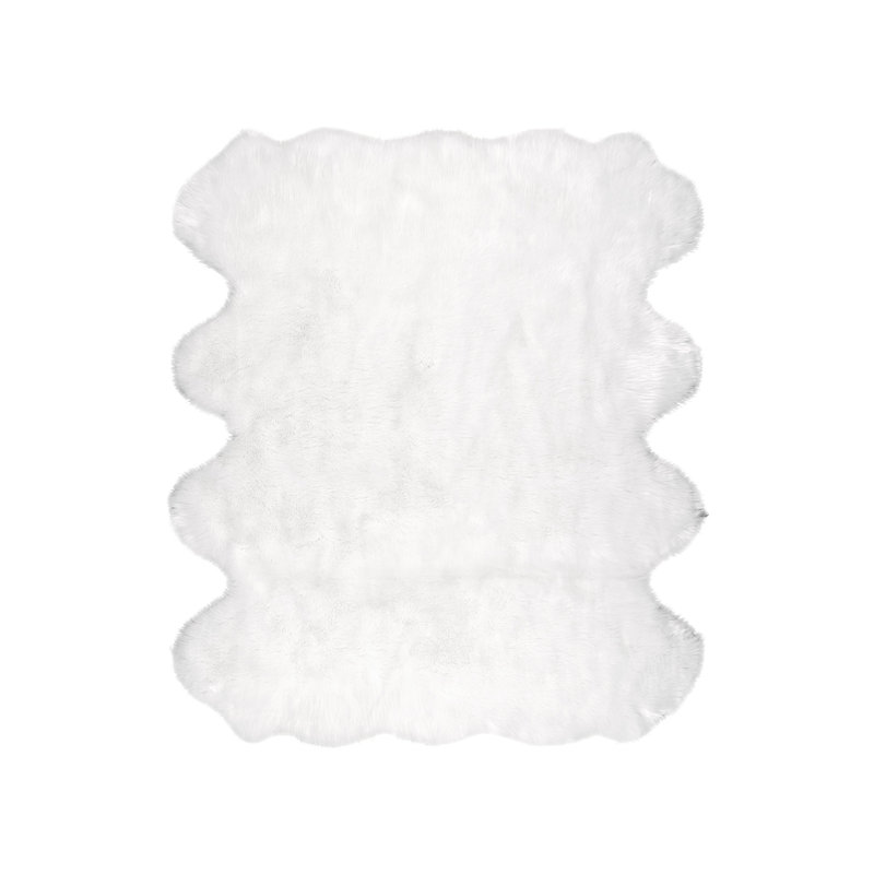 Lavallee Faux Sheepskin Shag Performance White Rug, Rectangle 6' x 6'11"
