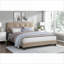 Lit plateforme en bois massif grand format en velours brun clair avec tête de lit capitonnée à hauteur réglable pour la chambre à coucher